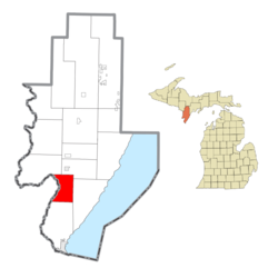 Location within Menominee County and the state of Michigan