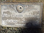 Grave site of Pedro Warner Guerrero (1896-1995) was the founder of the the Guerrero-Lindsey Sign Company. In 1946, with R.G. Scarborough and Ann Encke, he founded the Rosarita Mexican Foods Company. It has become a national brand. Mesa's Pedro Guerrero Rotary Park is named for him.