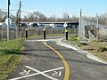 Rail crossing for the trail in Rubbertown