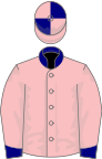 Pink, Navy Blue collar and cuffs, quartered cap