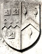 1849 sculpted escutcheon on the new Almshouses showing ...
