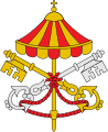 宗座空缺期的宗座纹章，仅存宗座华盖和两支象征教宗权柄的钥匙。