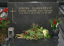 Gravestone of Siniša Glavašević's grave