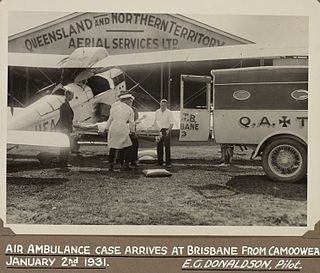 Air ambulance service in Brisbane for QANTAS, in 1931 aircraft De Havilland DH.50