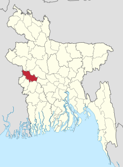 Location of Kushtia District in Bangladesh