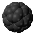 巴克明斯特·富勒烯C60的空间填充模型，也称为巴克球。众所周知，它是最常见的富勒烯，与足球相似。