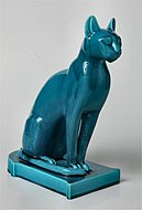Egyptian-style faïence cat, Musée Théodore Deck, Guebwiller
