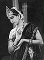 Rukmini Devi Arundale, one of the foremost revivalists of bharatnatyam dance in the 20th century, performs at a concert.
