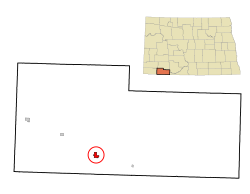 黑廷格在北达科他州的位置