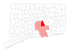 East Hampton's location within Middlesex County and Connecticut