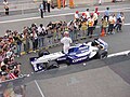 Juan Pablo Montoya's Williams FW24 in the box during 2002 Canadian Grand Prix qualifiers