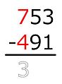 7 − 4 = 3 This result is only penciled in.
