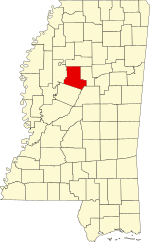 Map of Mississippi highlighting Carroll County