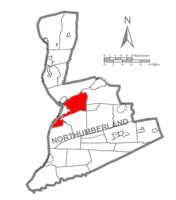 Map of Northumberland County, Pennsylvania highlighting Upper Augusta Township