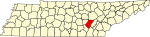 标示出布莱德索县位置的地图
