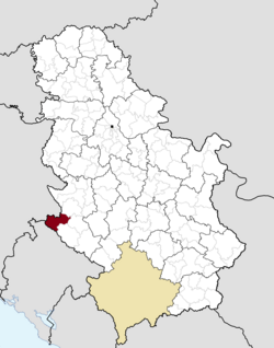 普里博伊在塞爾維亞的位置