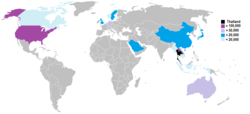 全球泰族人口分布