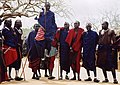 Image 6Maasai wearing traditional clothes named Matavuvale while performing Adumu, a traditional dance (from Culture of Africa)