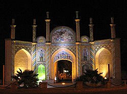 Historical entrance to the Semnan Citadel at night