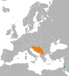 Location map for Israel and Yugoslavia.