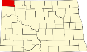 Map of North Dakota highlighting Divide County