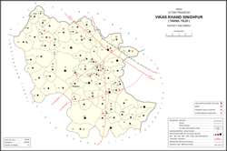 Map showing Rajapur (#049) in Singhpur CD block