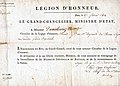 Wincenty Danilewicz Legion of Honour Certificate, 1814