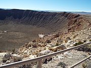 The Meteor Crater is nearly one mile across, 2.4 miles in circumference and more than 550 feet deep. The crater was created about 50,000 years ago. It is located on exit 233 off Interstate 40 in Winslow, Arizona. The crater is also known as the Daniel Moreau Barringer Crater who 1909 claimed that the crater was the result of a meteorite impact. It was designated a National Natural Landmark in November 1967.