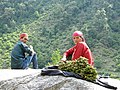A Himachali couple selling Lingaru – a naturally grown vegetable in mountain