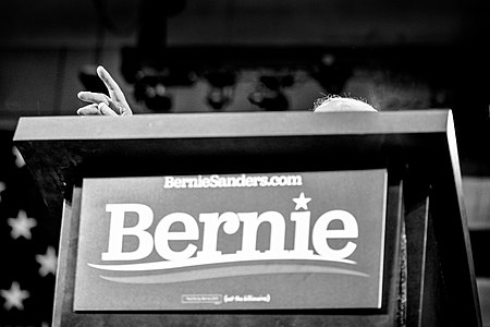 Bernie Sanders at a rally in St Paul, Minnesota