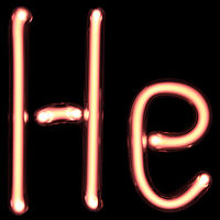 Helium discharge tube shaped like the element's atomic symbol