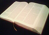 A large Bible, open