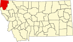 林肯县在蒙大拿州的位置