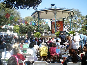 Musicians performing at the Plaza