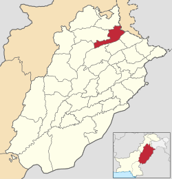 Map of Punjab with Jhelum District highlighted