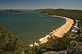 Pearl Beach with Lion Island in the middleground and Pittwater in the background