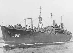 USS Montague (AKA-98) underway off New York City on 23 April 1945