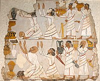 West Asiatic tribute bearers in the tomb of Sobekhotep, c. 1400 BC, Thebes. British Museum.[17]