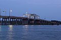 A view of the bridge at night from Downtown Beaufort's Henry C. Chambers Waterfront Park