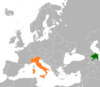 Location map for Azerbaijan and Italy.