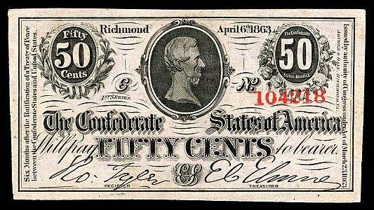 $0.50 (T63) Jefferson Davis Archer & Halpin (Richmond, VA) (1,831,517 issued)
