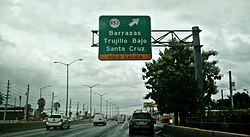 Sign for Barrazas, Trujillo Bajo and Santa Cruz barrios in Carolina