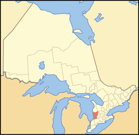 休伦县在安大略省的位置