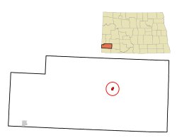 阿米登在斯洛普县内位置以及后者在北达科他州内位置