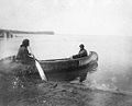 Ojibwe women in canoe on Leech Lake, Bromley, 1896