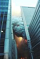 Heavy fire showing from WTC 7's eastern side.