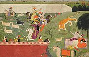 ‘Ala’ud-Din与Mahima Dharma正在捕猎孟加拉虎（1790）