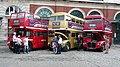 Three Routemasters of The Arriva Heritage Fleet at Covent Garden.