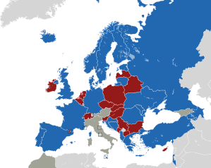 A coloured map of the countries of Europe