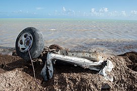 Remains of a car on the side of Overseas Highway, following Irma, Oct. 10, 2017